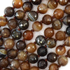 10mm faceted brown agate round beads 14