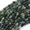 Natural Green Moss Agate Pebble Nugget Beads 15.5
