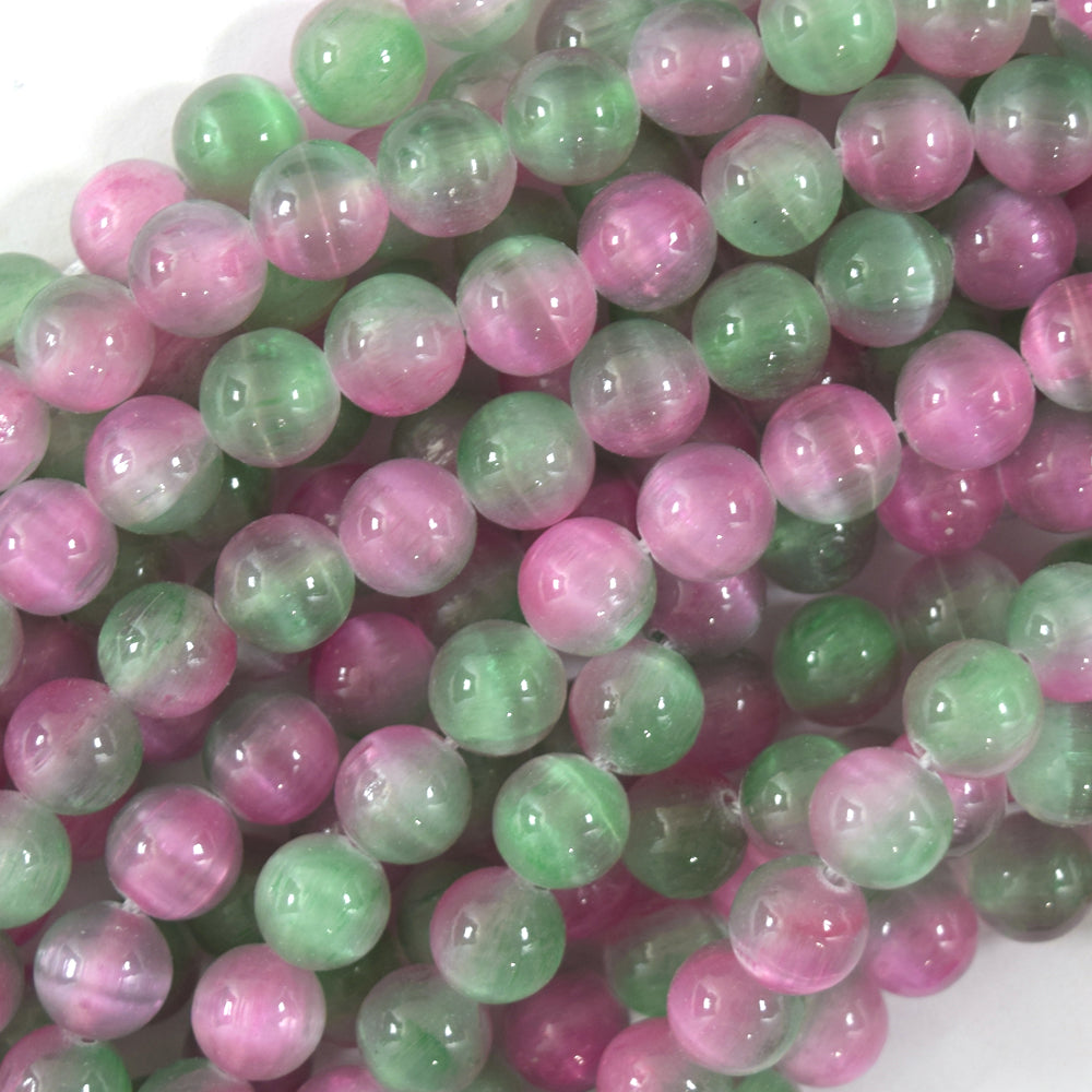 Genuine Pink Green Selenite Round Beads Gemstone 15.5" Strand 6mm 8mm 10mm
