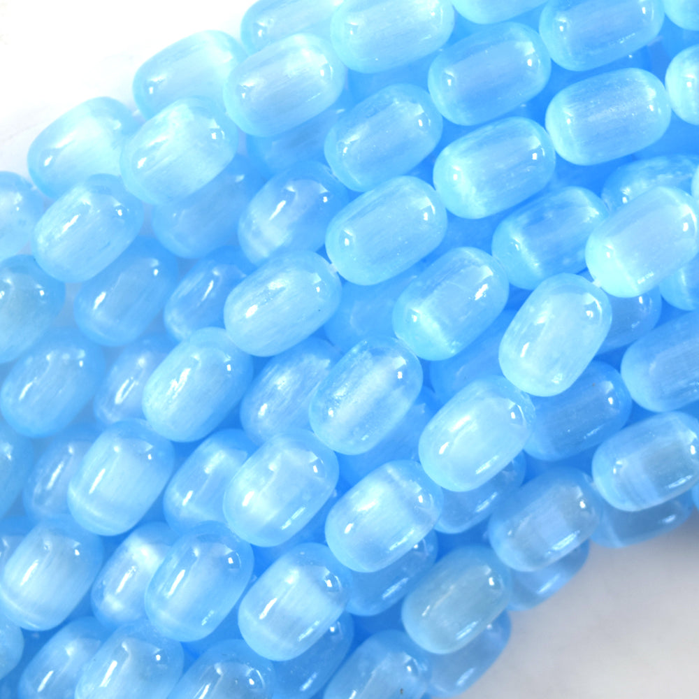 8x12mm Genuine Selenite Drum Barrel Beads Gemstone 15.5" Strand