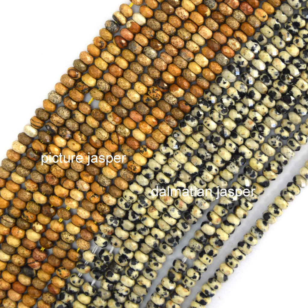 2x4mm Natural Faceted Various Gemstone Rondelle Button Spacer Beads 15" Strand