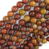 Natural Red Brown Portuguese Agate Round Beads Gemstone 15