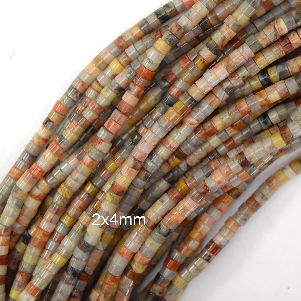 4mm natural crazy lace agate heishi disc beads 15.5" strand