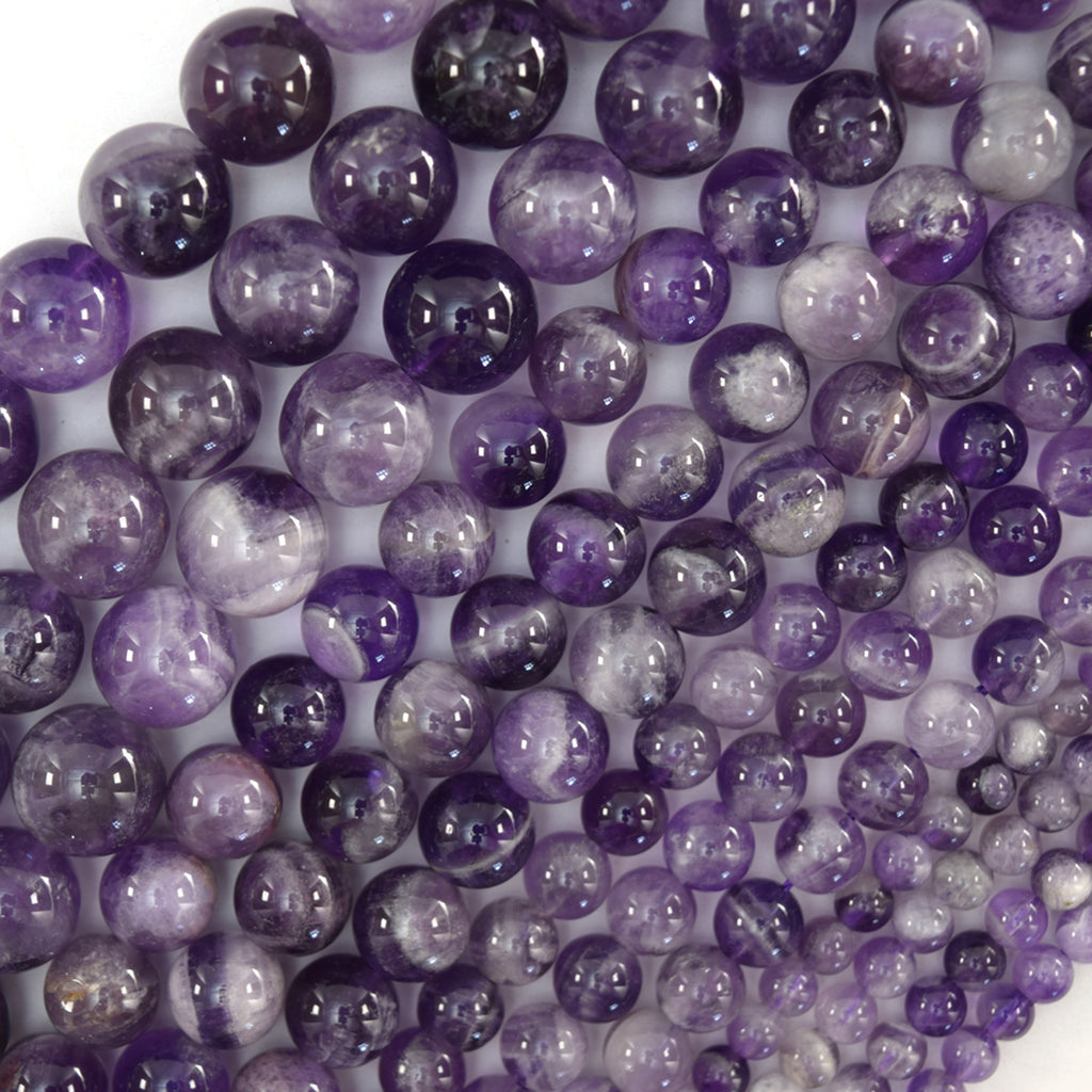 Natural Purple Amethyst Round Beads Gemstone 15" Strand 4mm 6mm 8mm 10mm S2 - Eagle Beadz
