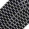 8mm matte black onyx round beads with rhinestone inlaid 15
