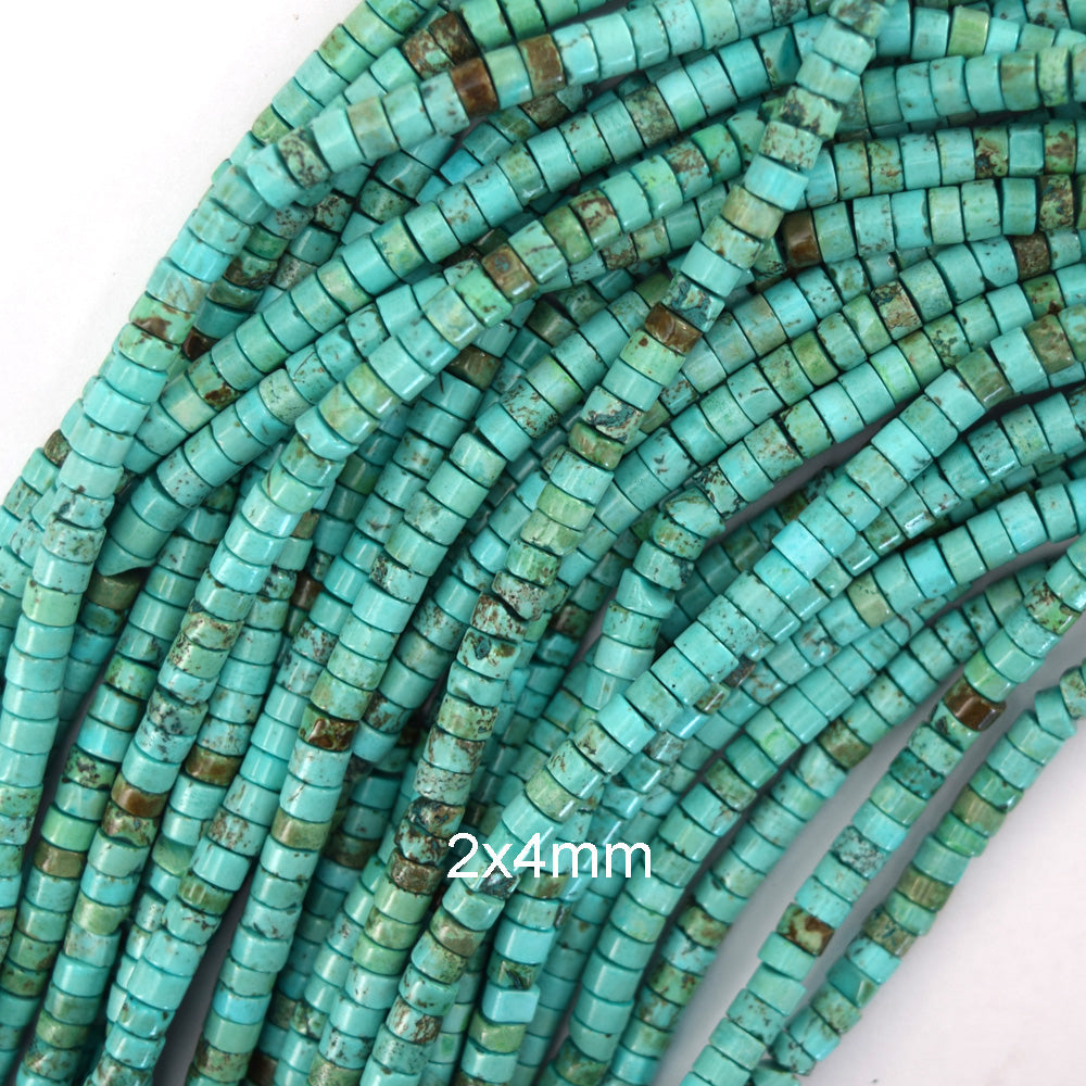 Greenish Blue Turquoise Heishi Disc Beads Gemstone 15" Strand 4mm 6mm 8mm - Eagle Beadz