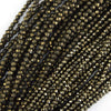 Natural Micro Faceted Pyrite Round Beads Gemstone 15.5