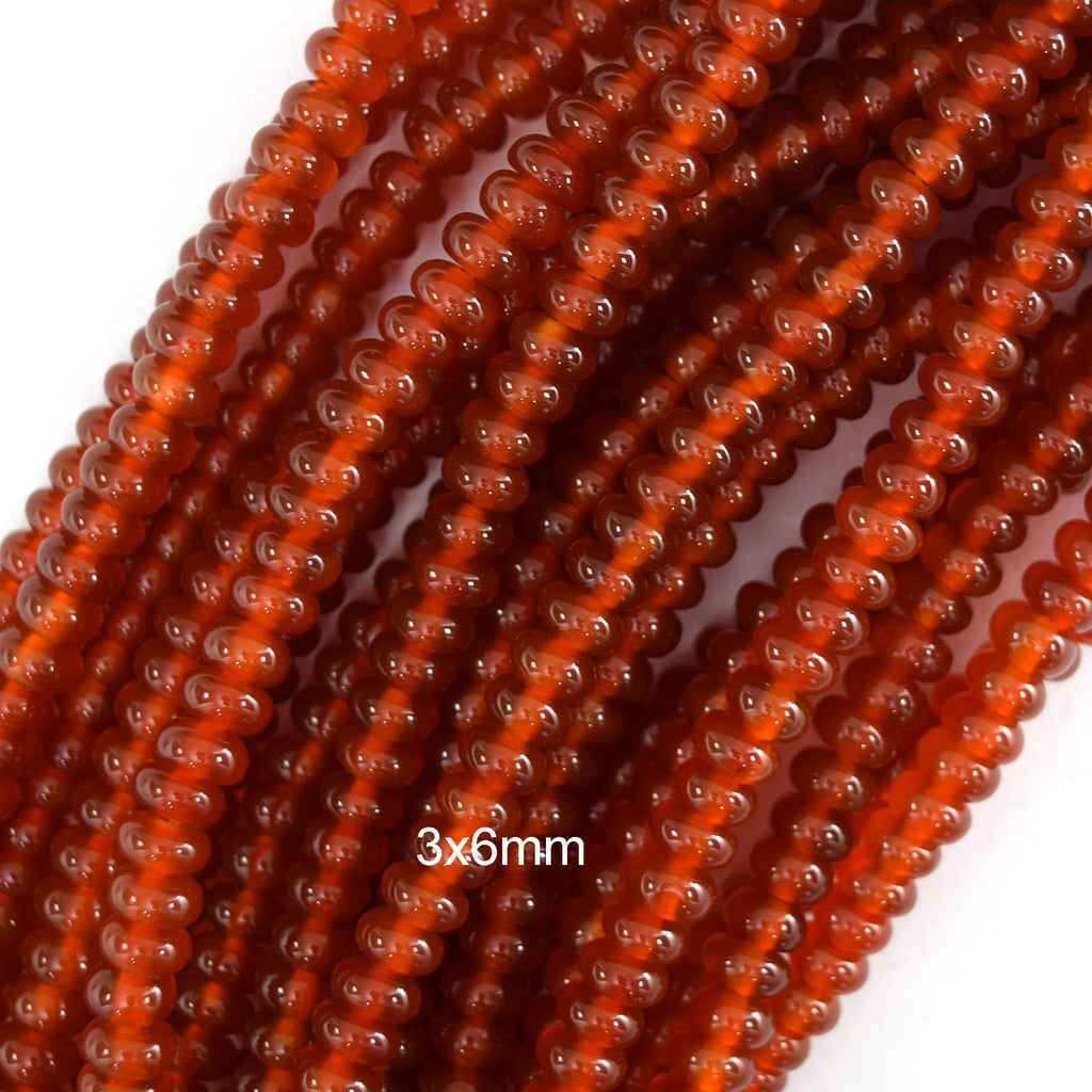 AA Red Carnelian Rondelle Button Beads Gemstone 15" Strand 3x6mm 4x8mm - Eagle Beadz