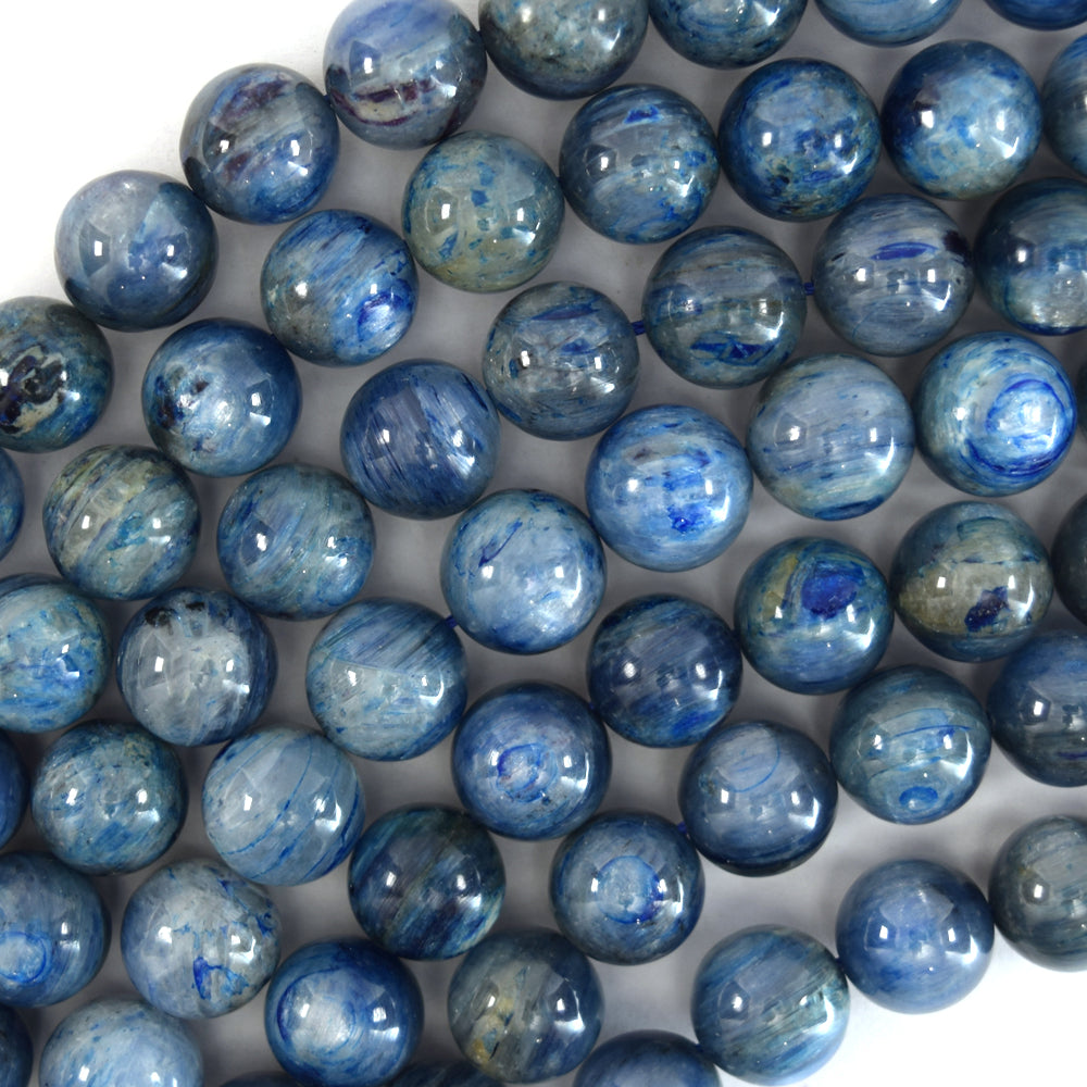 Blue Kyanite Round Beads Gemstone 15" Strand 11mm 12m 13mm