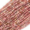 4mm natural Argentina pink rhodochrosite round beads 15