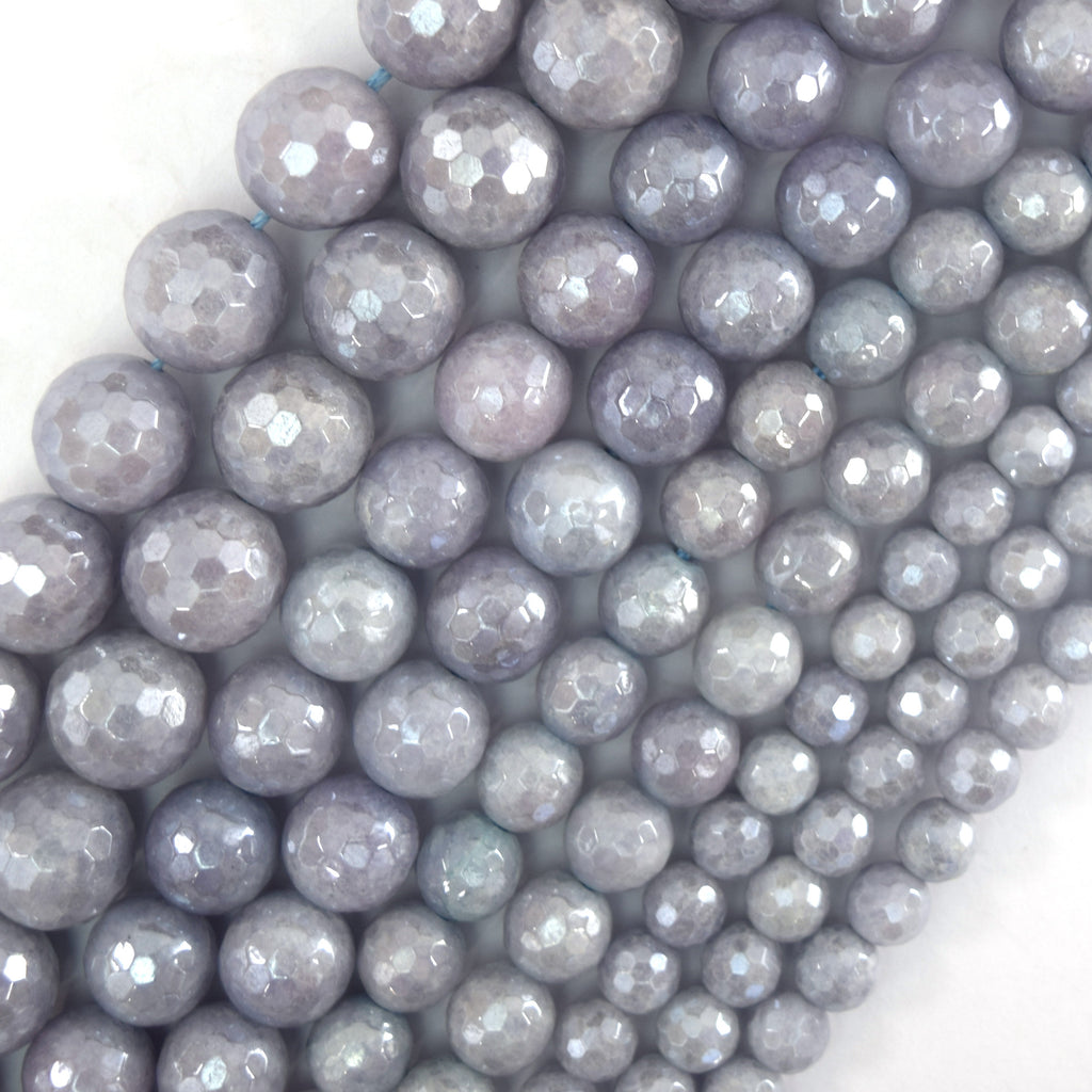 Mystic Titanium Faceted Blue Aquamarine Quartz Round Beads15" 6mm 8mm 10mm 12mm