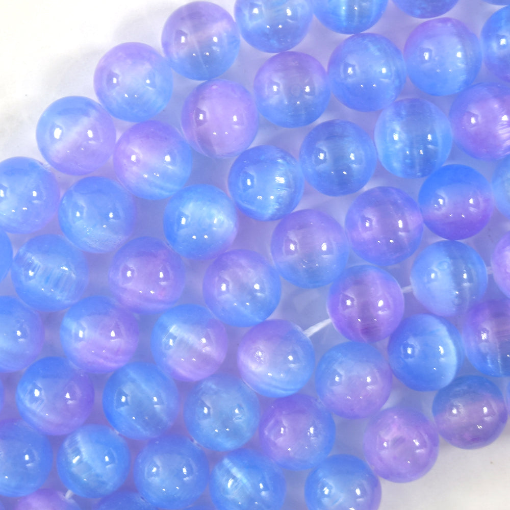 Genuine Blue Purple Selenite Round Beads Gemstone 15.5" Strand 6mm 8mm 10mm