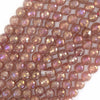 Mystic Titanium Faceted Strawberry Quartz Round Beads 15