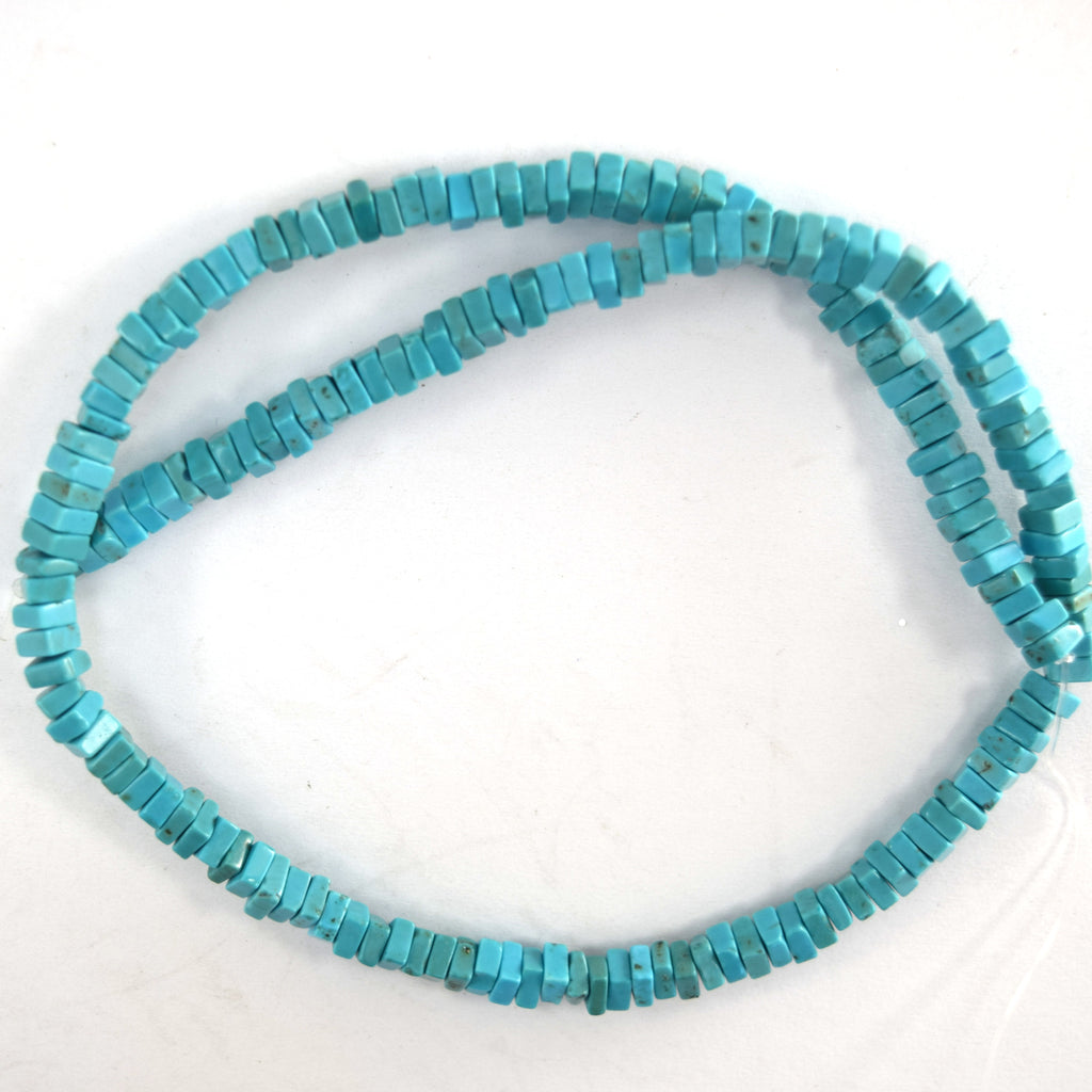 2x4x4mm blue turquoise square heishi disc beads gemstone 15" strand 4mm
