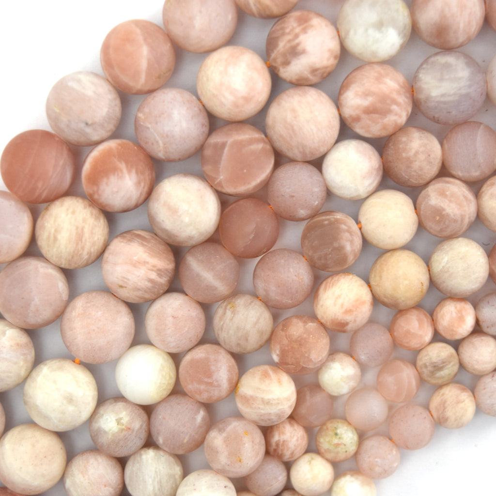 Natural Matte Sunstone Round Beads Gemstone 15" Strand 6mm 8mm 10mm - Eagle Beadz