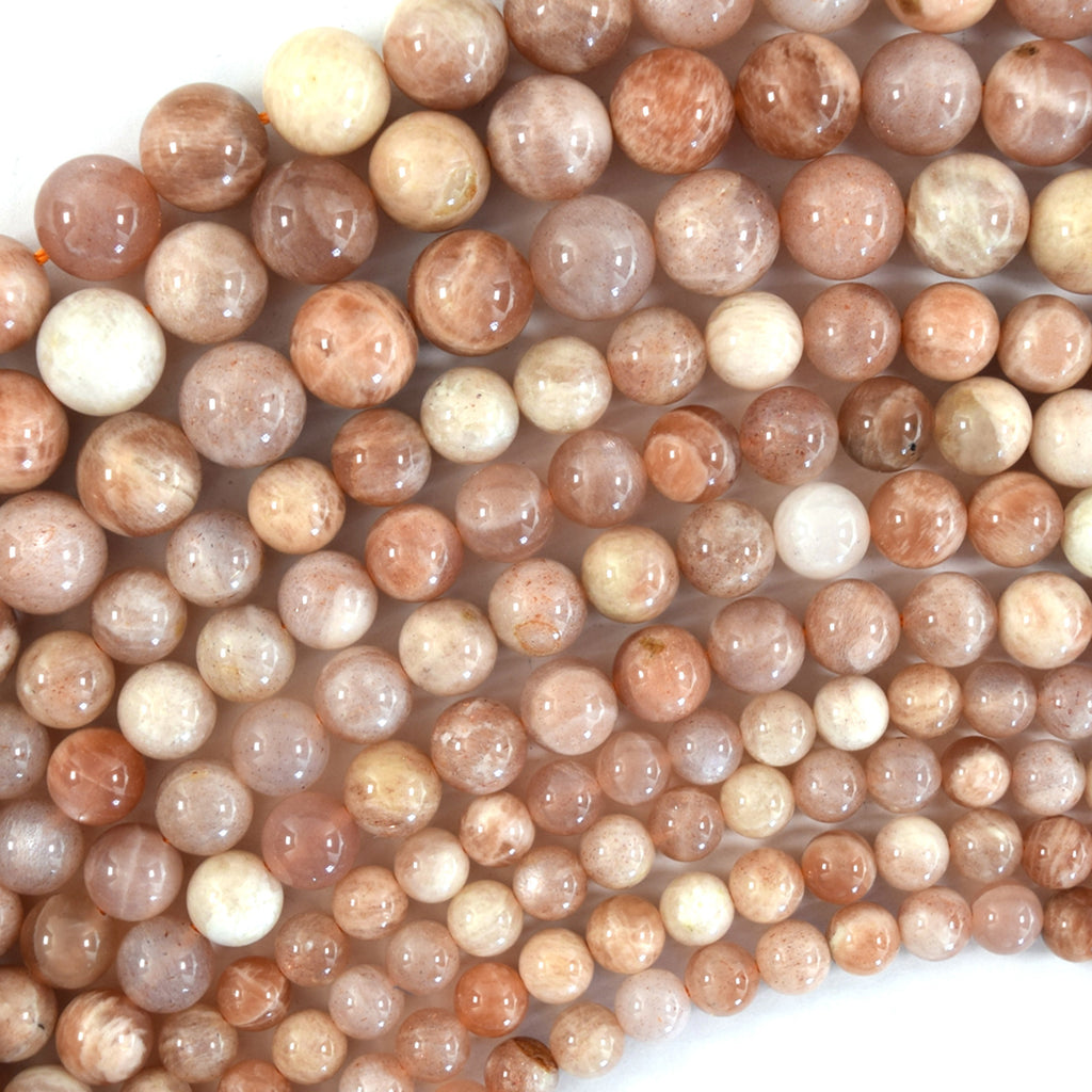 Natural Sunstone Round Beads Gemstone 15" Strand 4mm 6mm 8mm 10mm - Eagle Beadz