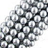 Silver Shell Pearl Round Beads Gemstone 15.5