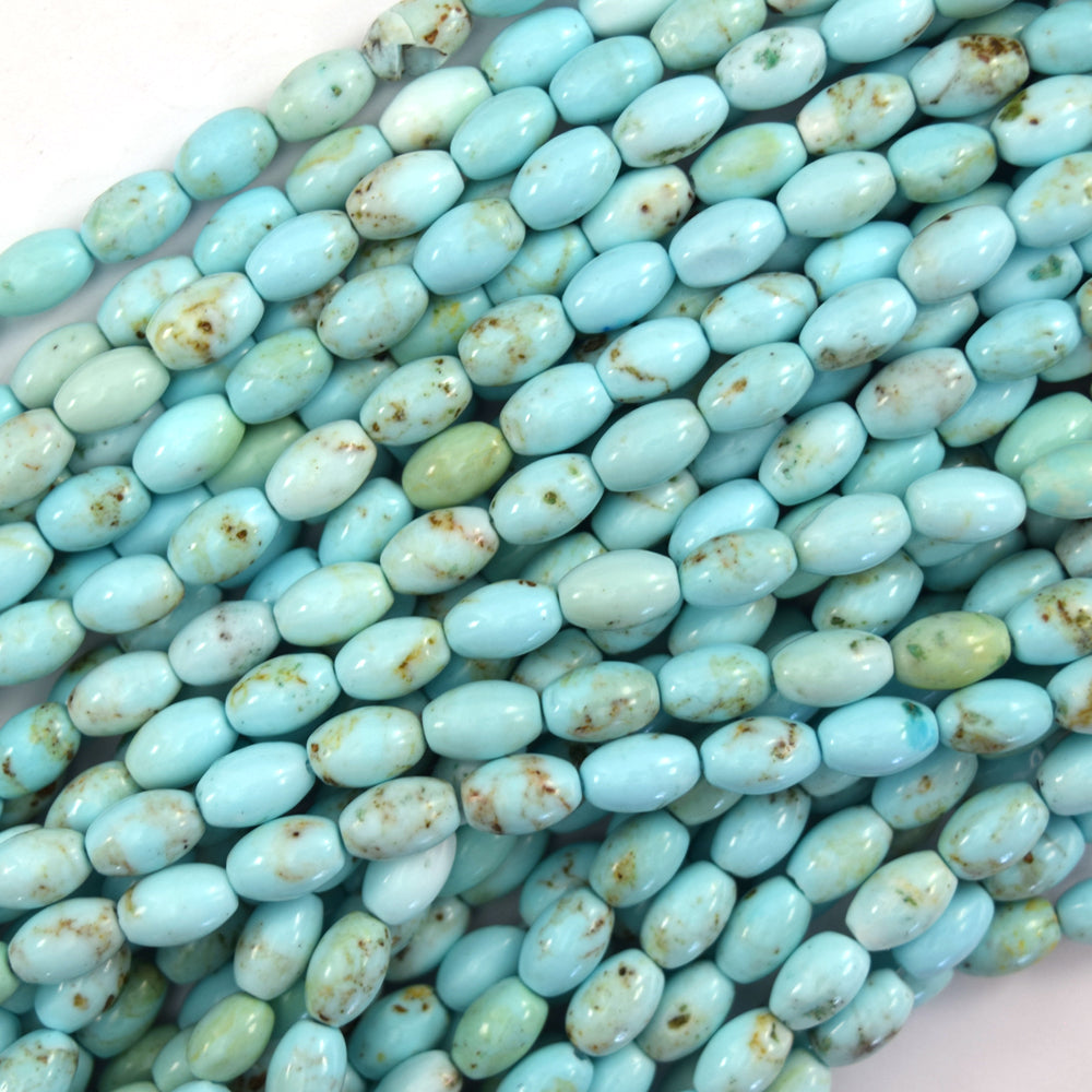 5x8mm cream blue turquoise rice beads 15.5" strand
