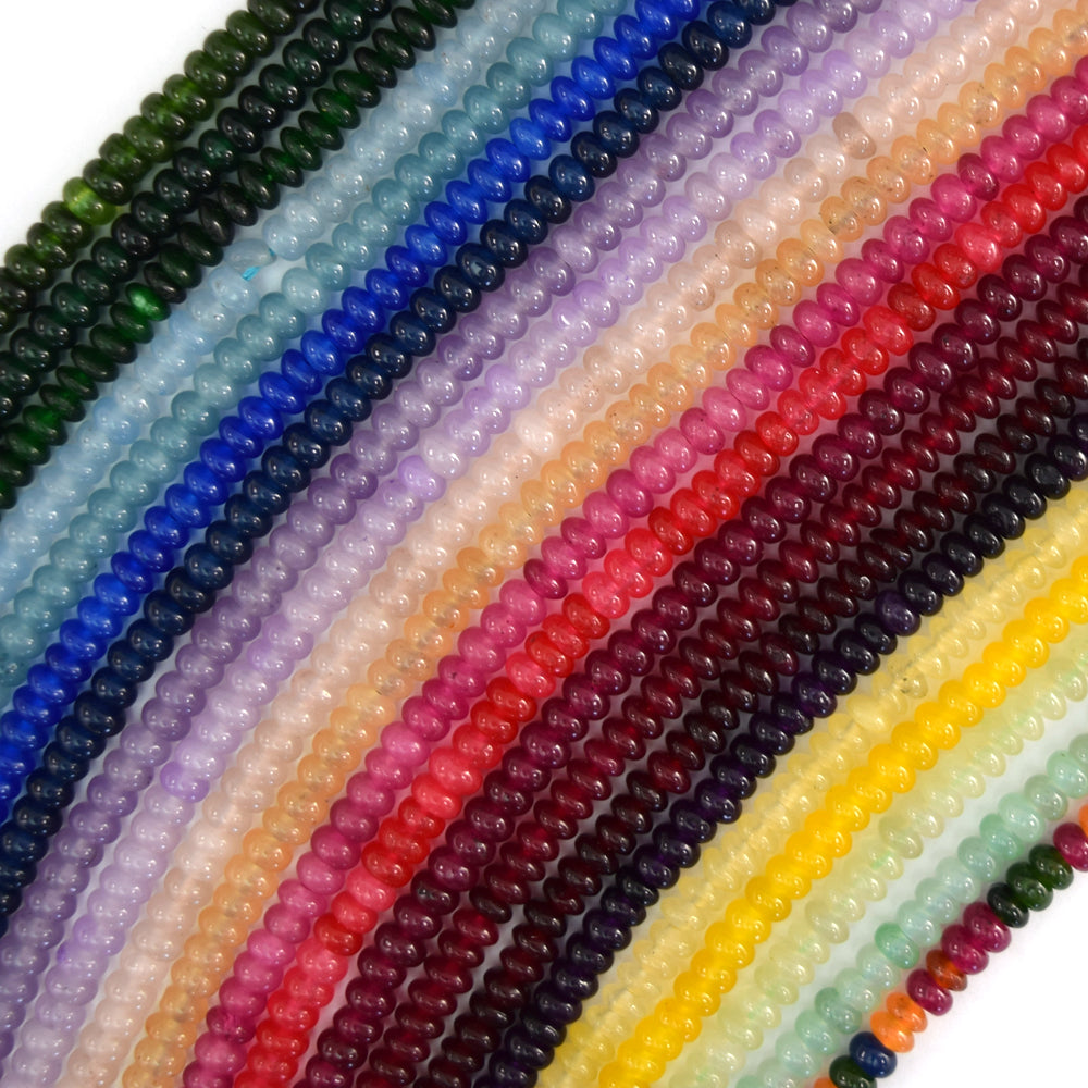 2x4mm Colored Mountain Jade Rondelle Button Spacer Beads Gemstone 15" Strand 4mm - Eagle Beadz