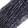 Natural Faceted Blue Iolite Round Beads Gemstone 15.5