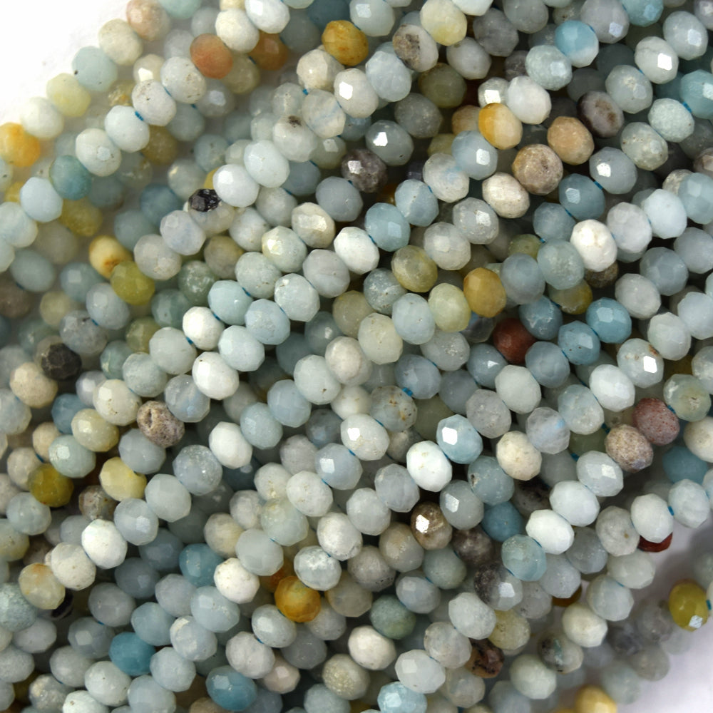 Natural Faceted multicolor Amazonite Rondelle Button Beads 15.5" Strand 4mm