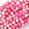 Malaysia Magenta Colored Jade Round Beads Gemstone 15