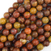 Natural Red Brown Portuguese Agate Round Beads Gemstone 15