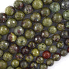 Natural Faceted Dragon Blood Jasper Round Beads Gemstone 14.5