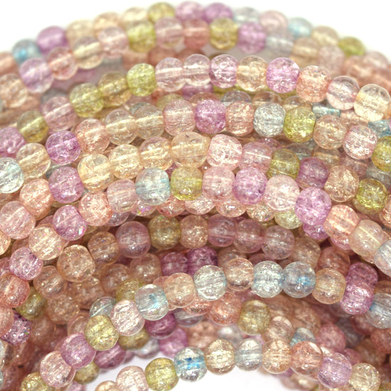 Multicolor Cracked Crystal Round Beads Gemstone 15" Strand 4mm 12mm