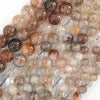 Natural Black Gold Super Seven Rutilated Quartz Round Beads 15