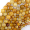 Natural Yellow Jade Round Beads Gemstone 15