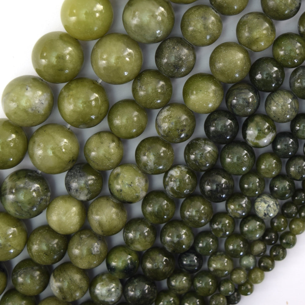 Natural Green Taiwan Jade Round Beads Gemstone 15" Strand 4mm 6mm 8mm 10mm 12mm - Eagle Beadz