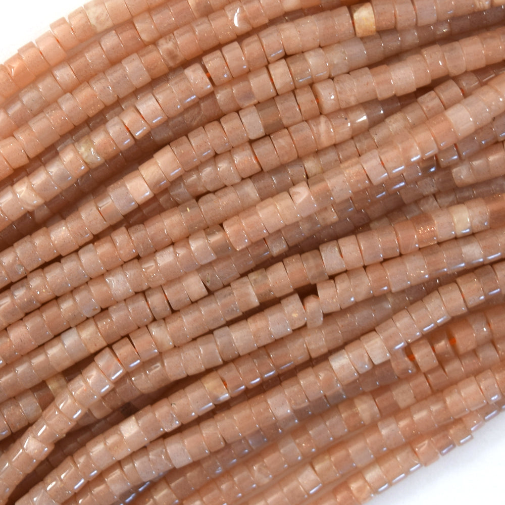 2x4mm natural orange sunstone heishi disc beads 15.5" strand