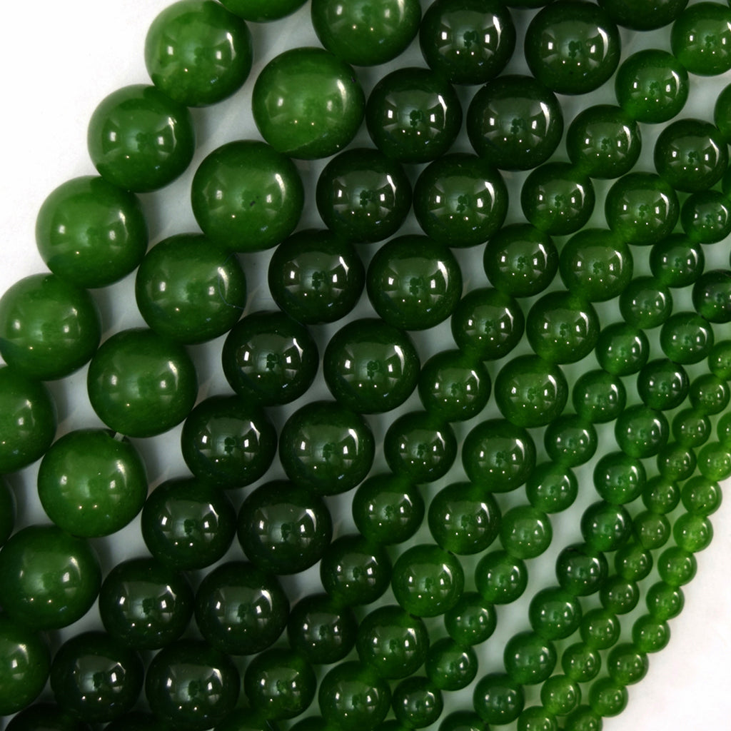 Canadian Green Jade Round Beads Gemstone 15" Strand 4mm 6mm 8mm 10mm 12mm S1 - Eagle Beadz