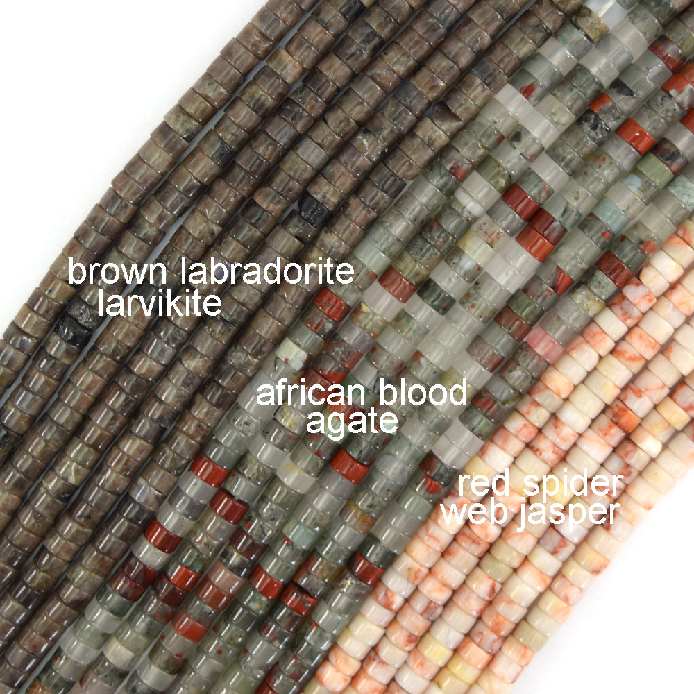 2x4mm Natural Various Gemstones Heishi Disc Beads 15" Strand 4mm - Eagle Beadz