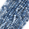 Natural Micro Faceted Blue Opal Round Beads Gemstone 15.5