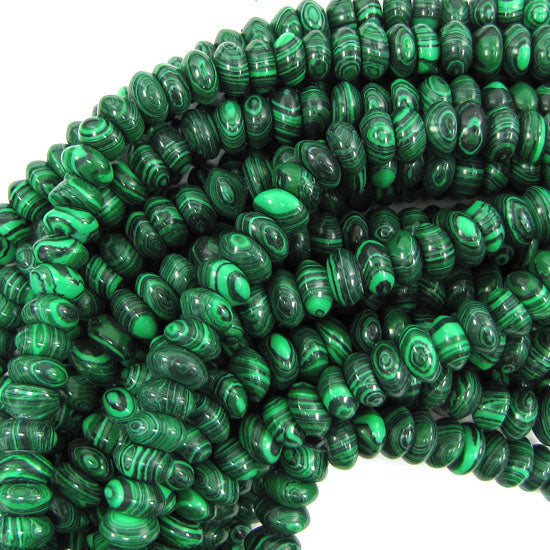 5x8mm synthetic green malachite rondelle button beads 15.5" strand