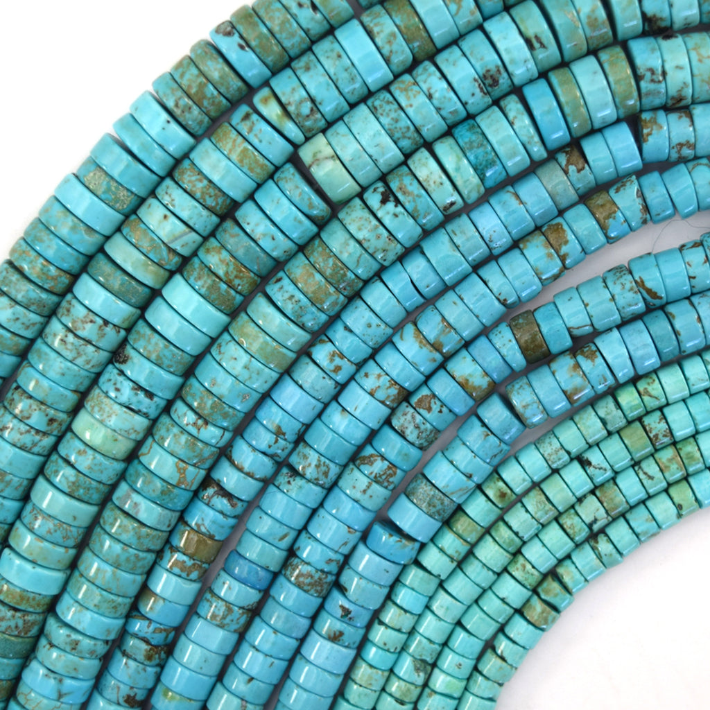 Brown Matrix Blue Turquoise Heishi Disc Beads Gemstone 15.5" Strand 4mm 6mm 8mm - Eagle Beadz
