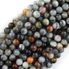 Natural Brown Gray Hawk Eye Round Beads 15.5