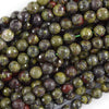 Natural Faceted Dragon Blood Jasper Round Beads Gemstone 14.5