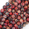 Galaxy Pink Red Sea Sediment Jasper Round Beads 15