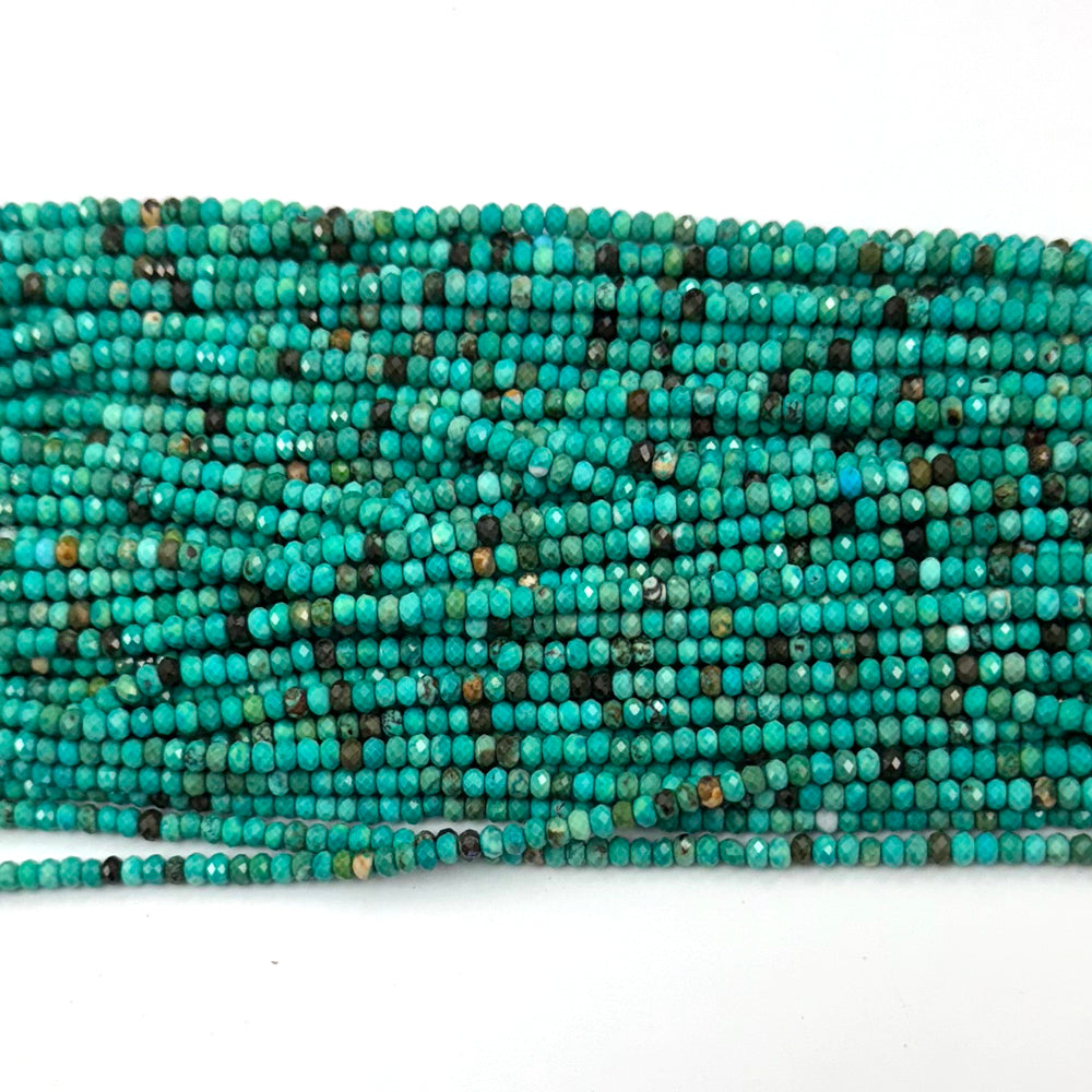2x3mm faceted green turquoise rondelle button beads 15" strand S2