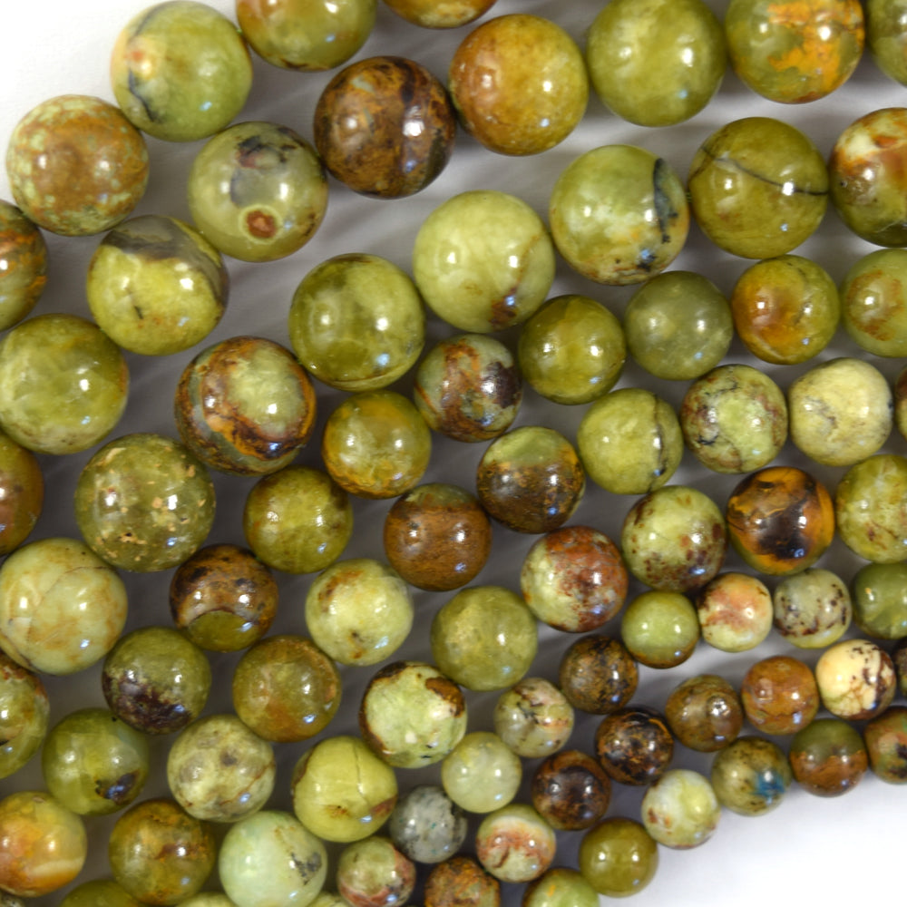 Natural Lemon Green Opal Round Beads Gemstone 15" Strand 6mm 8mm 10mm S1