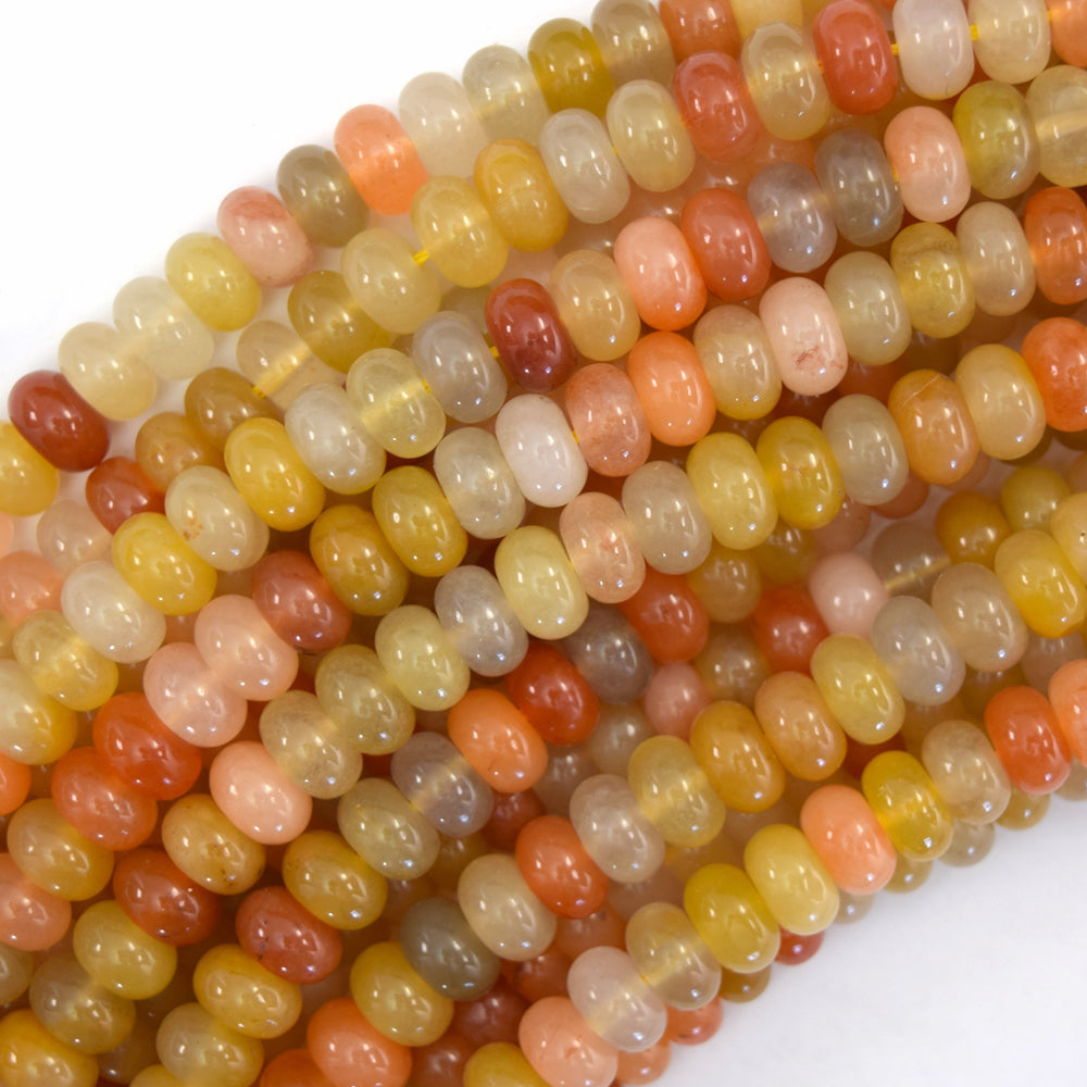 8mm natural golden flower jade rondelle button beads 15" strand 5x8mm