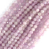 AA Natural Micro Faceted Light Purple Kunzite Round Beads 15.5