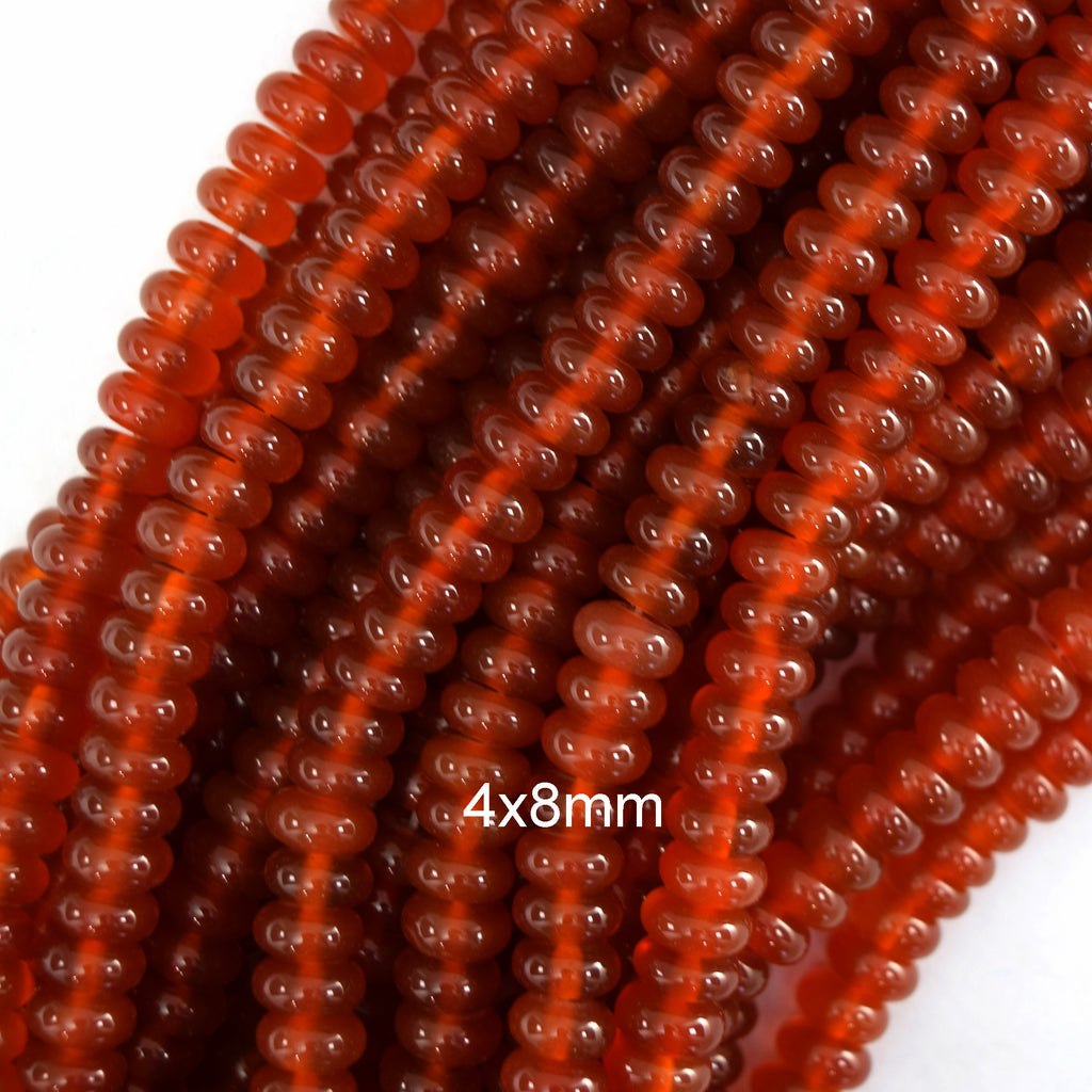 AA Red Carnelian Rondelle Button Beads Gemstone 15" Strand 3x6mm 4x8mm - Eagle Beadz
