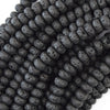 Black Volcano Lava Rondelle Button Beads Gemstone 15