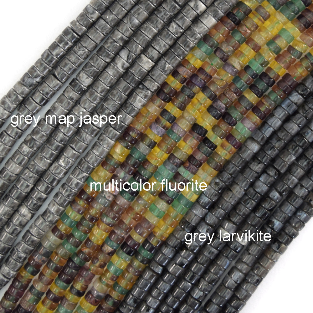 2x4mm Natural Various Gemstones Heishi Disc Beads 15" Strand 4mm - Eagle Beadz