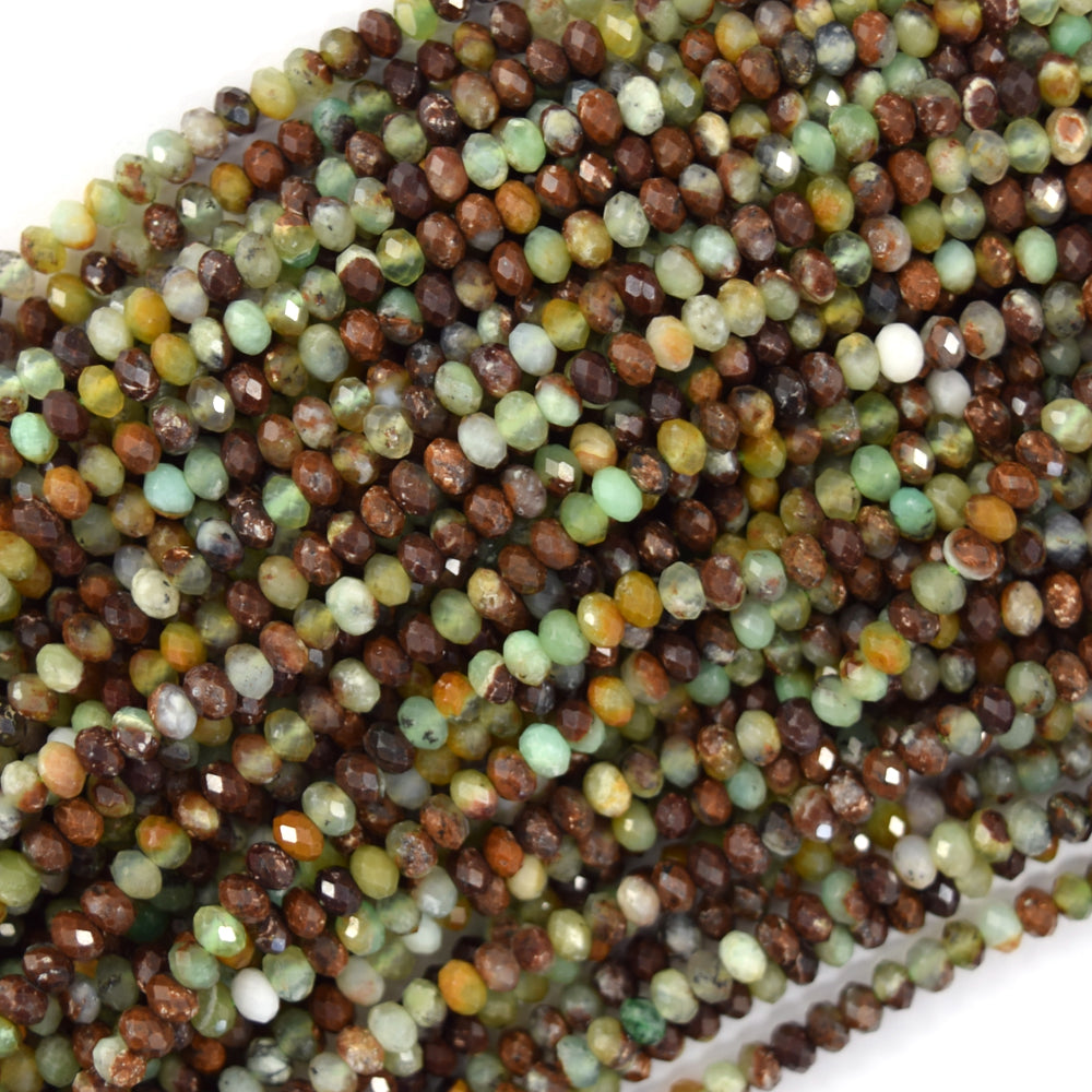 3mm natural faceted Australian green chrysoprase rondelle beads 15.5" strand