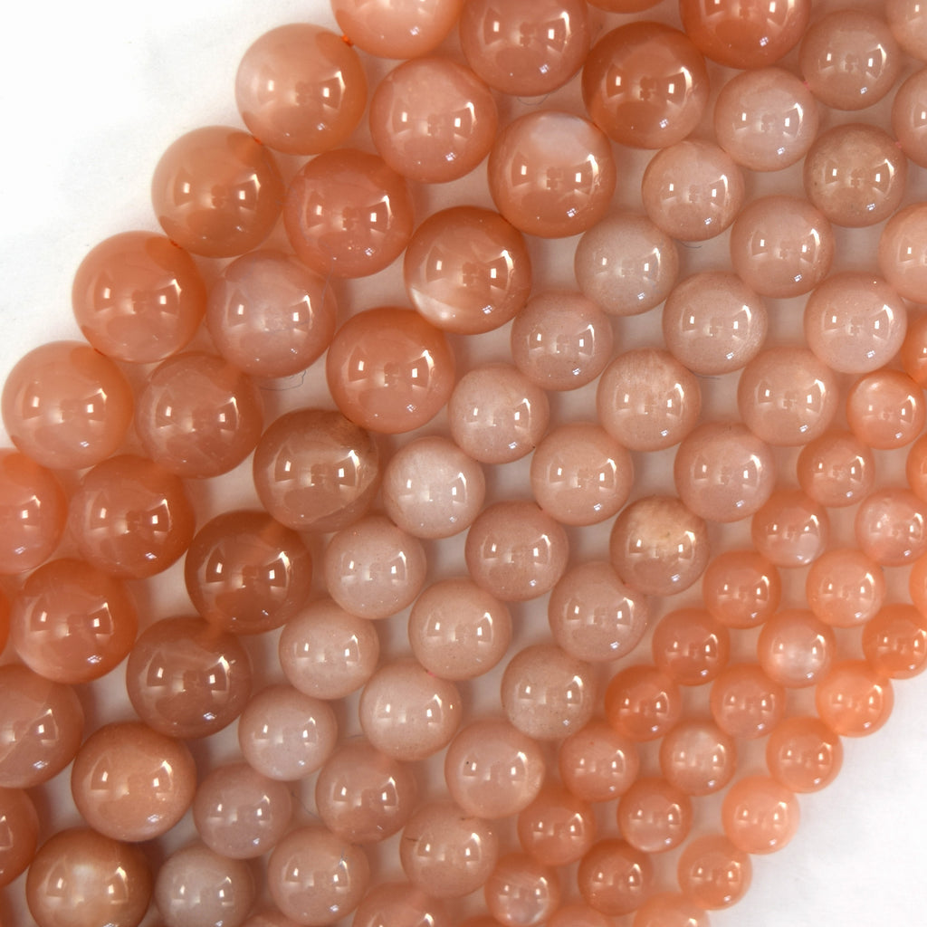 AA Natural Orange Sunstone Round Beads Gemstone 15" Strand 6mm 8mm 10mm